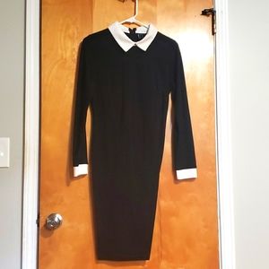 White collared long sleeve black dress Wednesday Adams Gothic size large